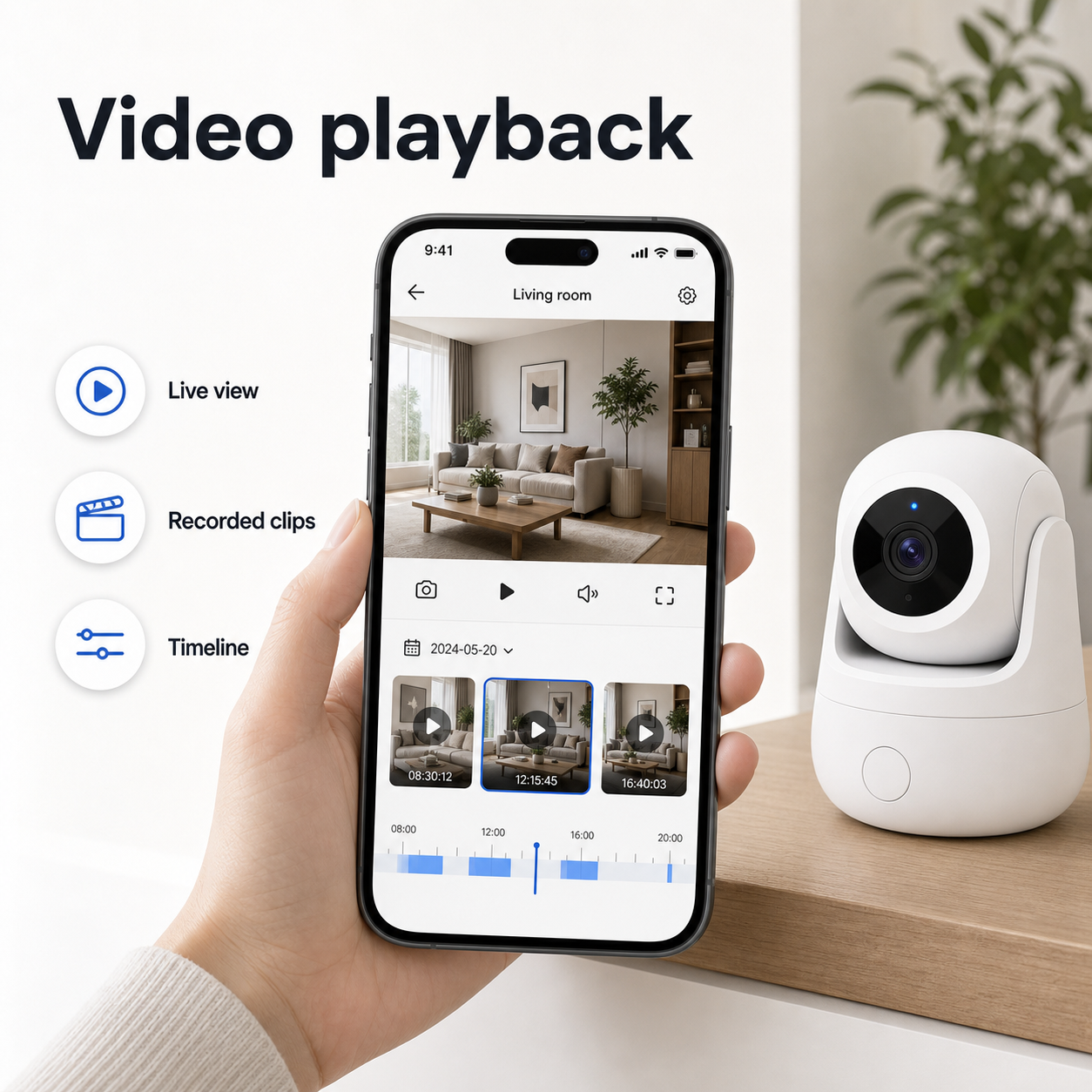 Video playback timeline feature for indoor WiFi camera