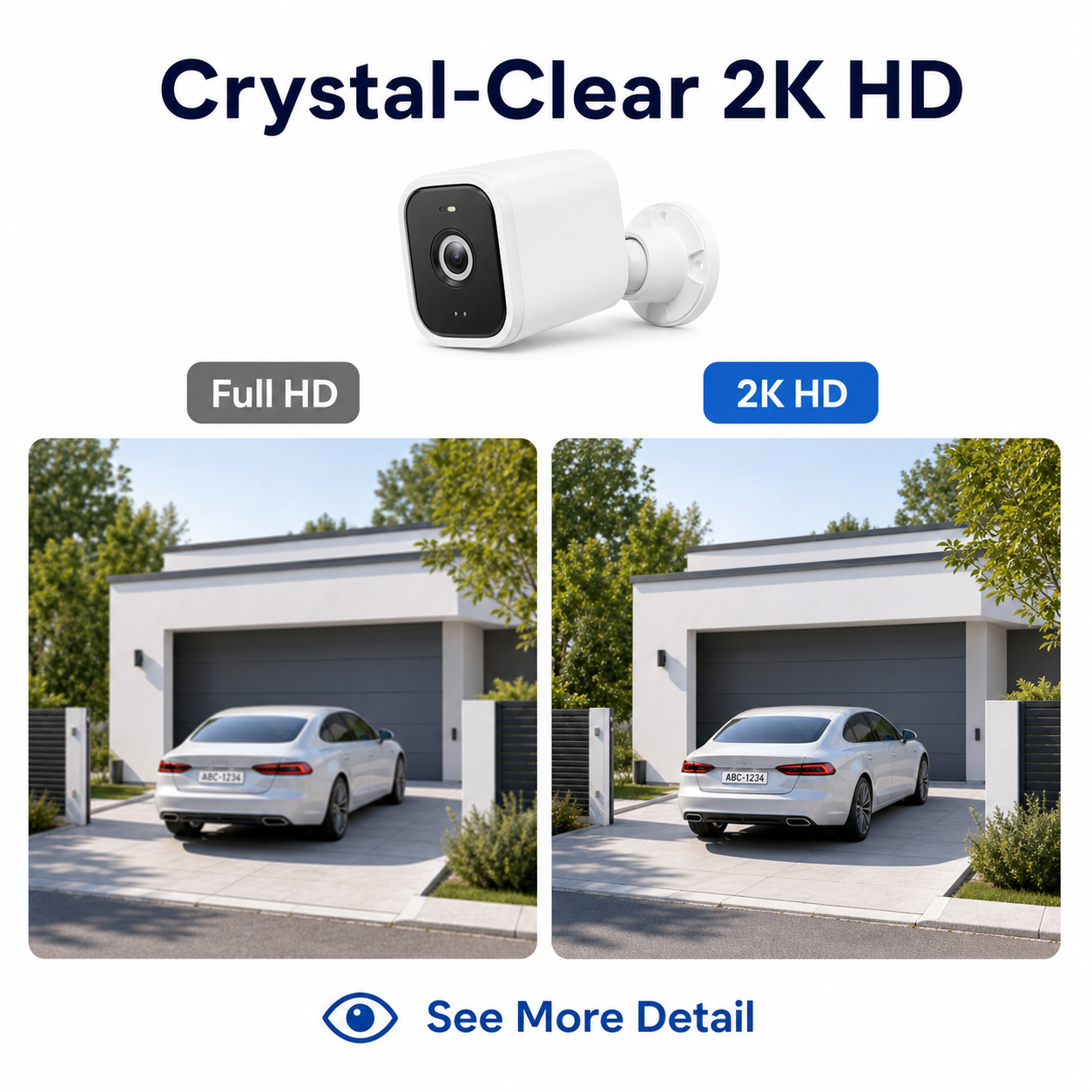 2K HD clarity comparison for outdoor security camera