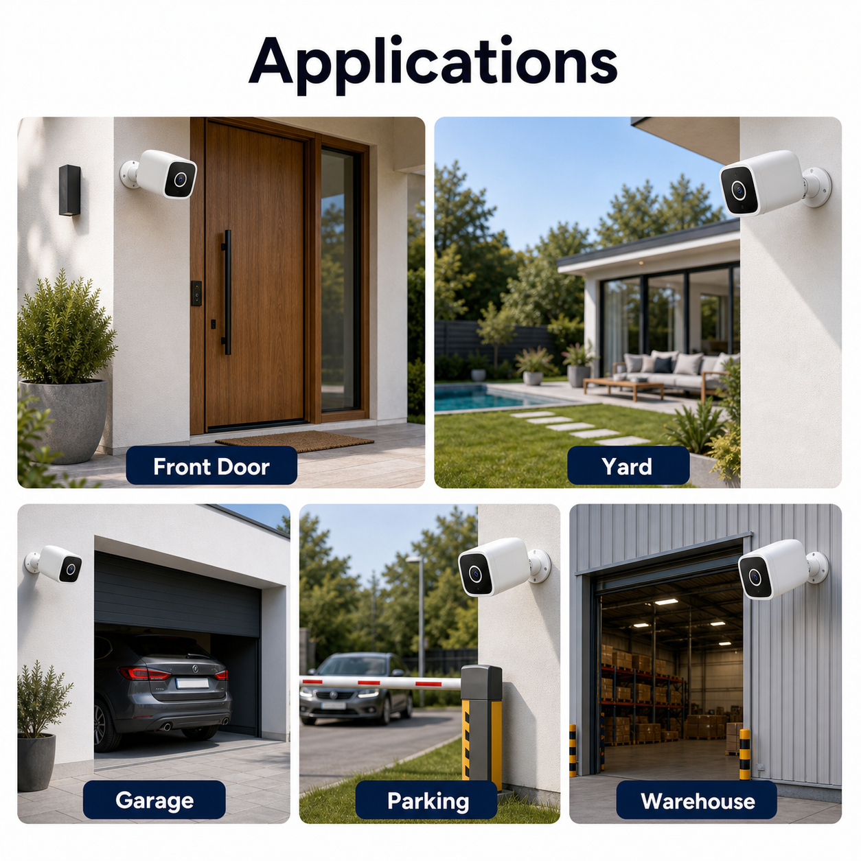 Application scene collage for outdoor 2K security camera