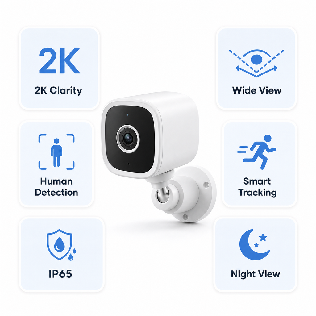 Feature grid for outdoor 2K Wi-Fi security camera