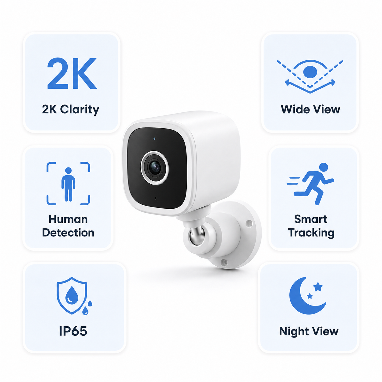 Feature grid for outdoor 2K Wi-Fi security camera