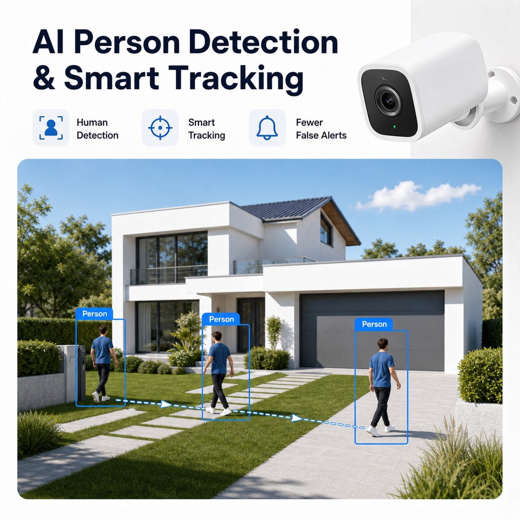 Human detection and smart tracking visual for outdoor 2K camera