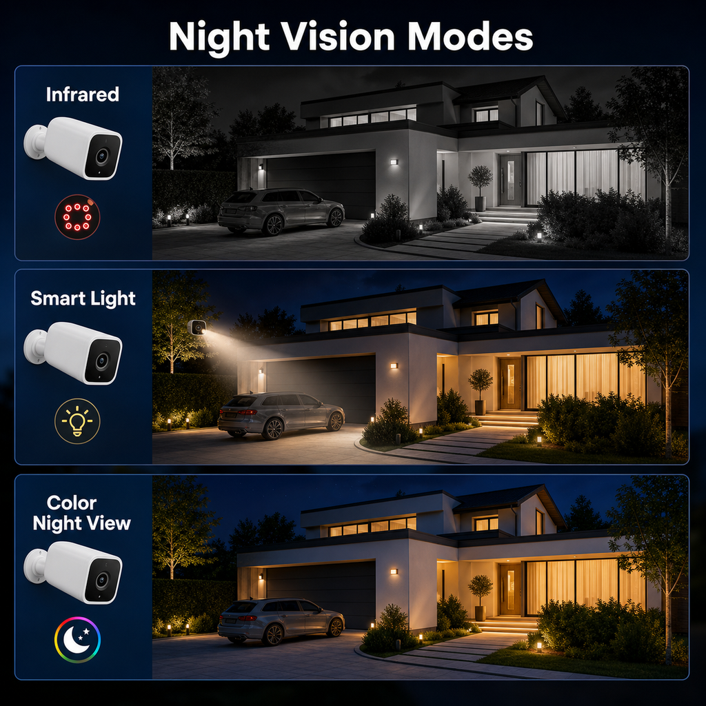 Night vision modes for outdoor Wi-Fi security camera