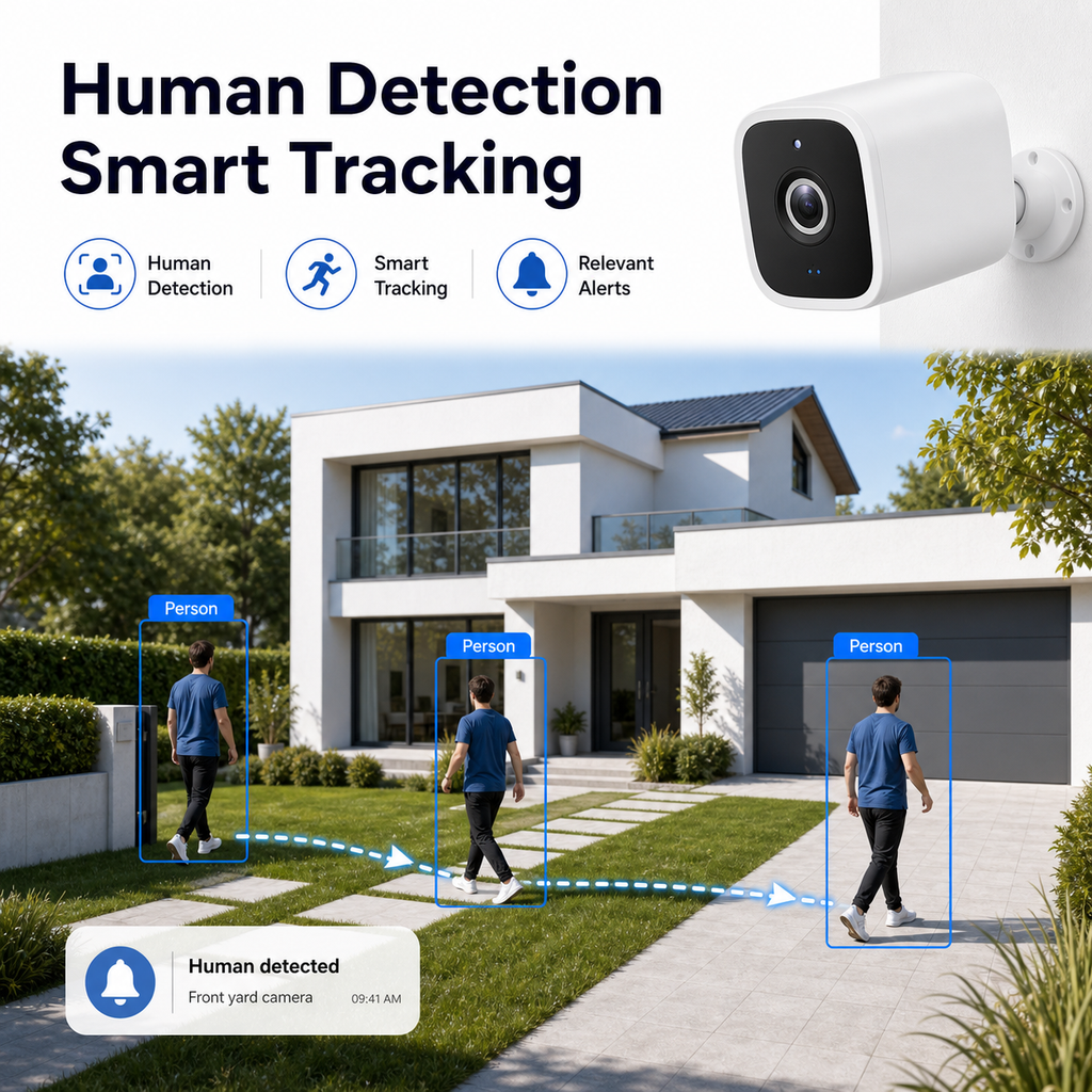 Person detection and smart tracking visual for outdoor camera