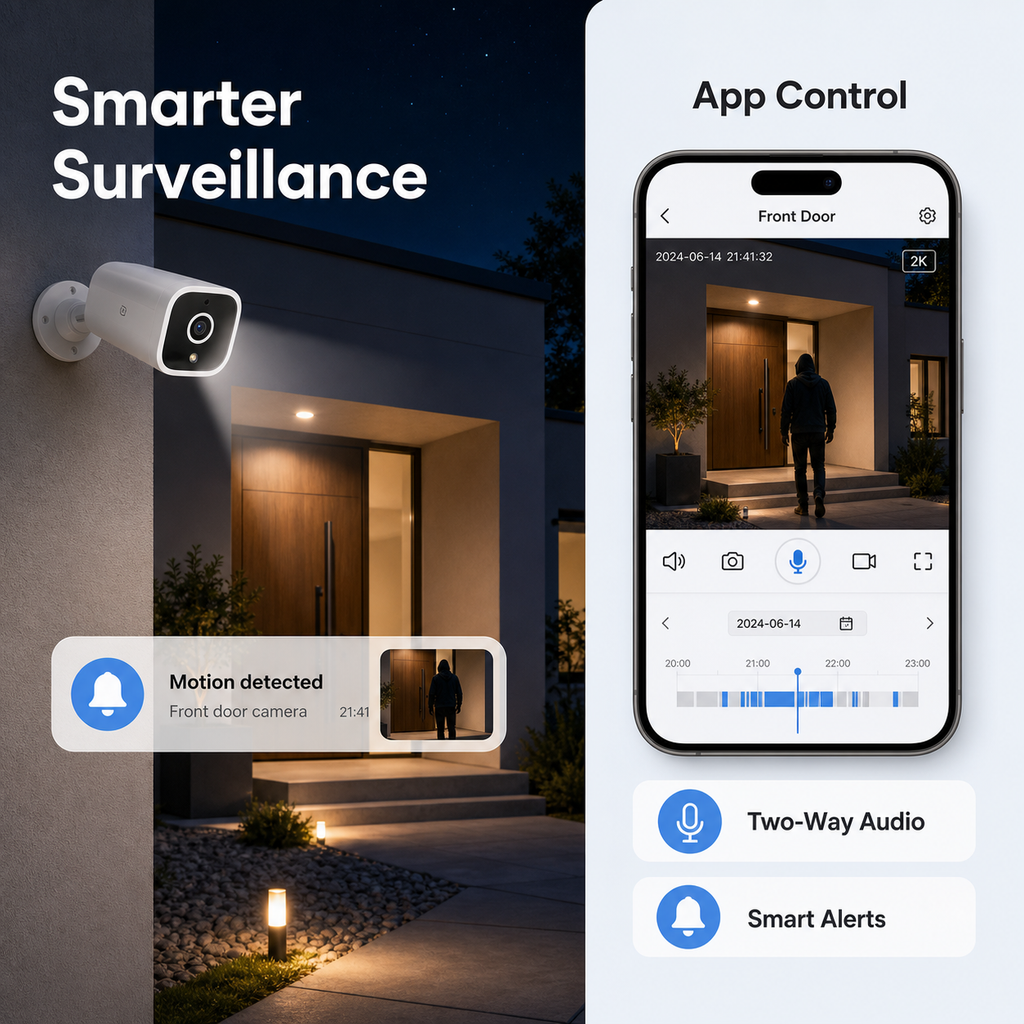 Smart surveillance and app control visual for outdoor Wi-Fi camera