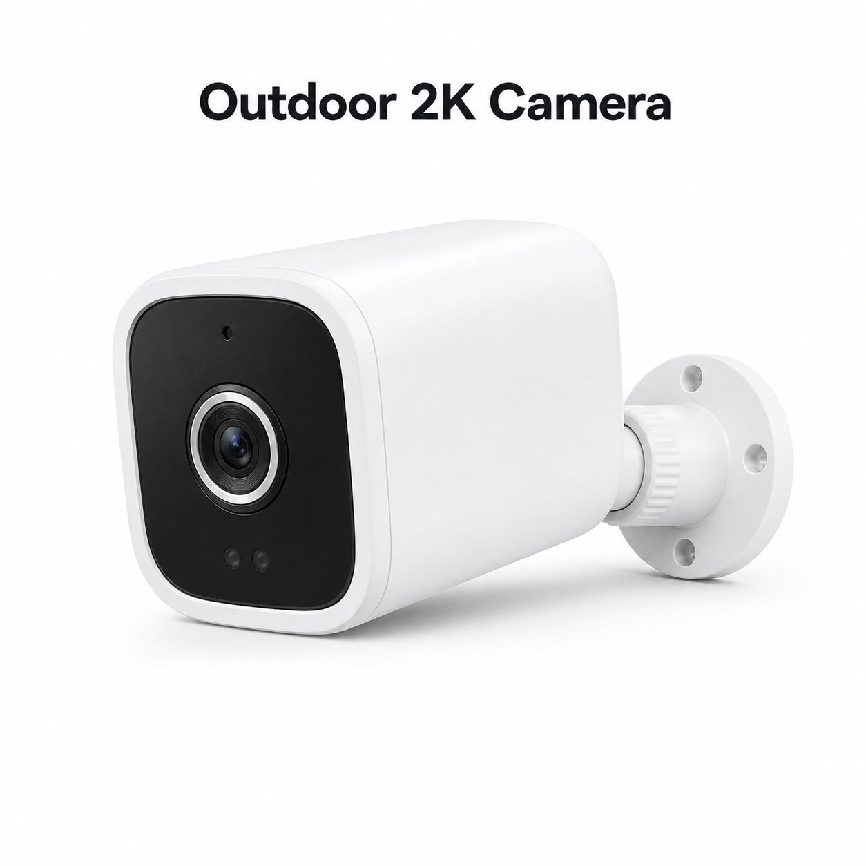 Clean studio packshot of outdoor 2K Wi-Fi security camera