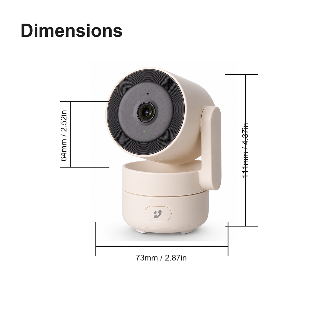 Dimensions diagram for NéoCam Pan Comfort indoor camera