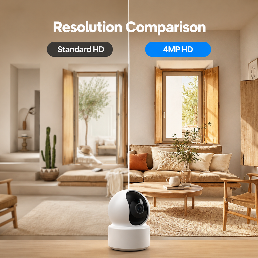 Resolution comparison for NéoCam Pan Comfort 4MP indoor camera