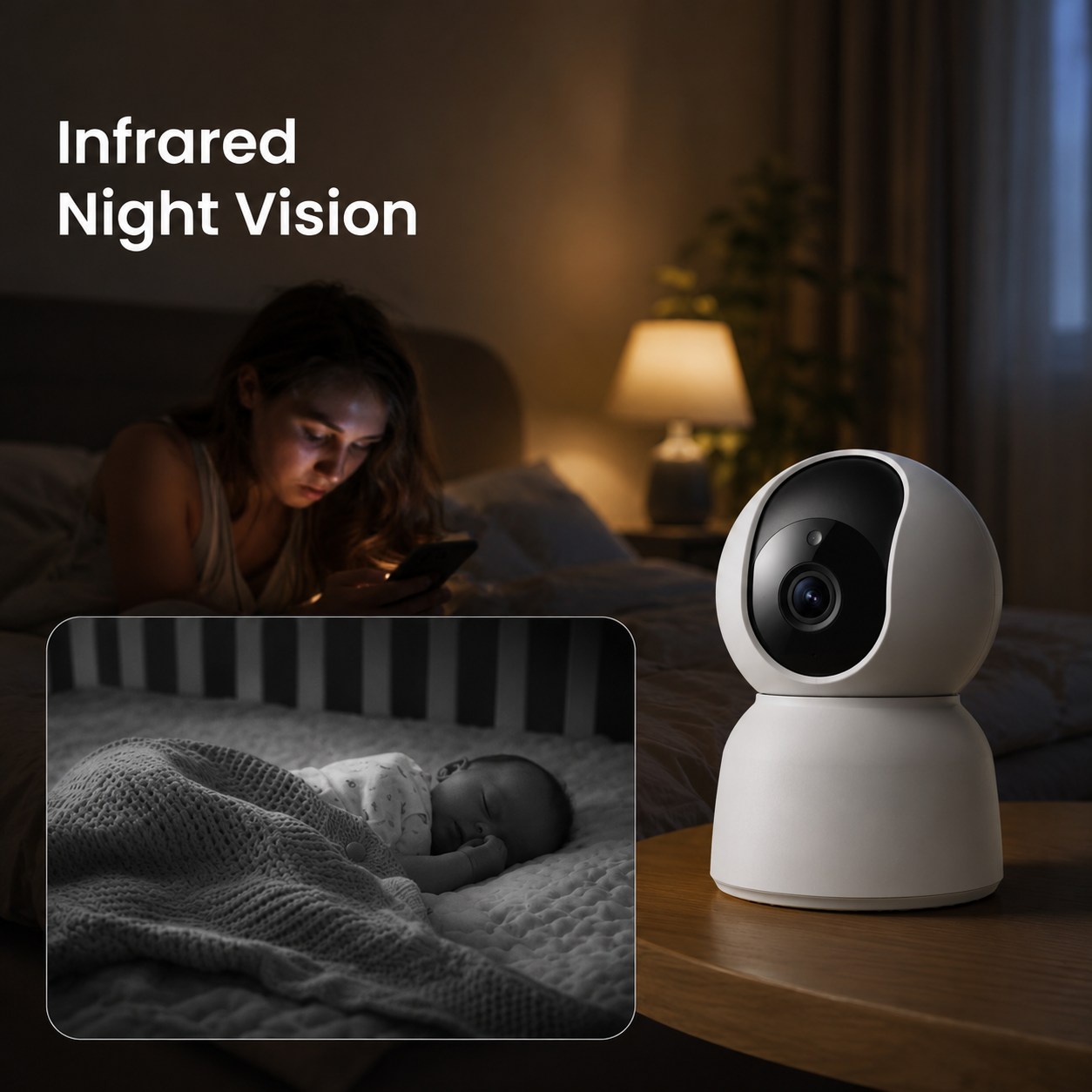 Infrared night vision scene for NéoCam Pan Comfort indoor camera