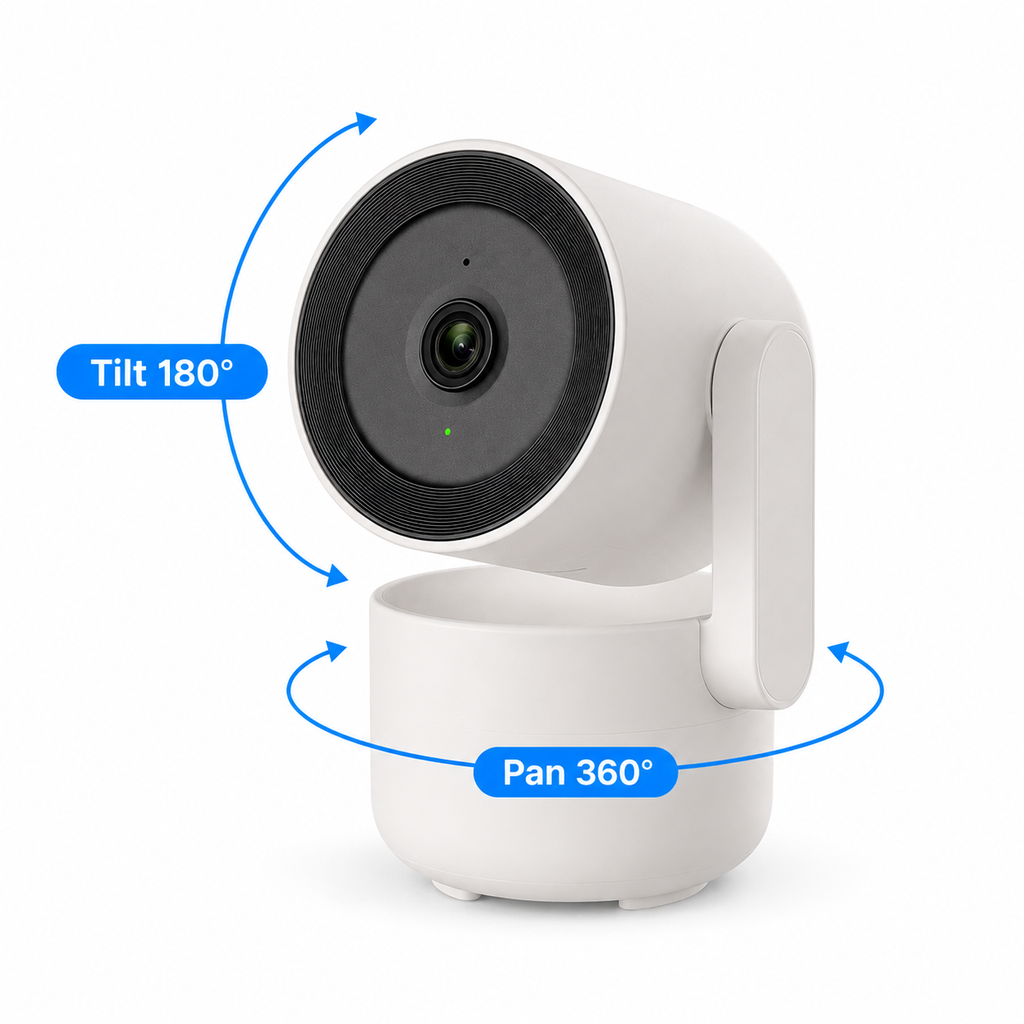 Pan 360 and tilt 180 angle control for indoor camera