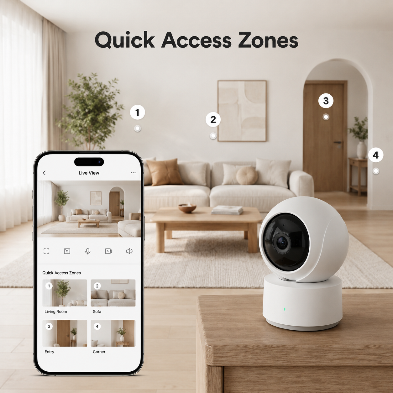 Quick access camera zones on generic mobile interface