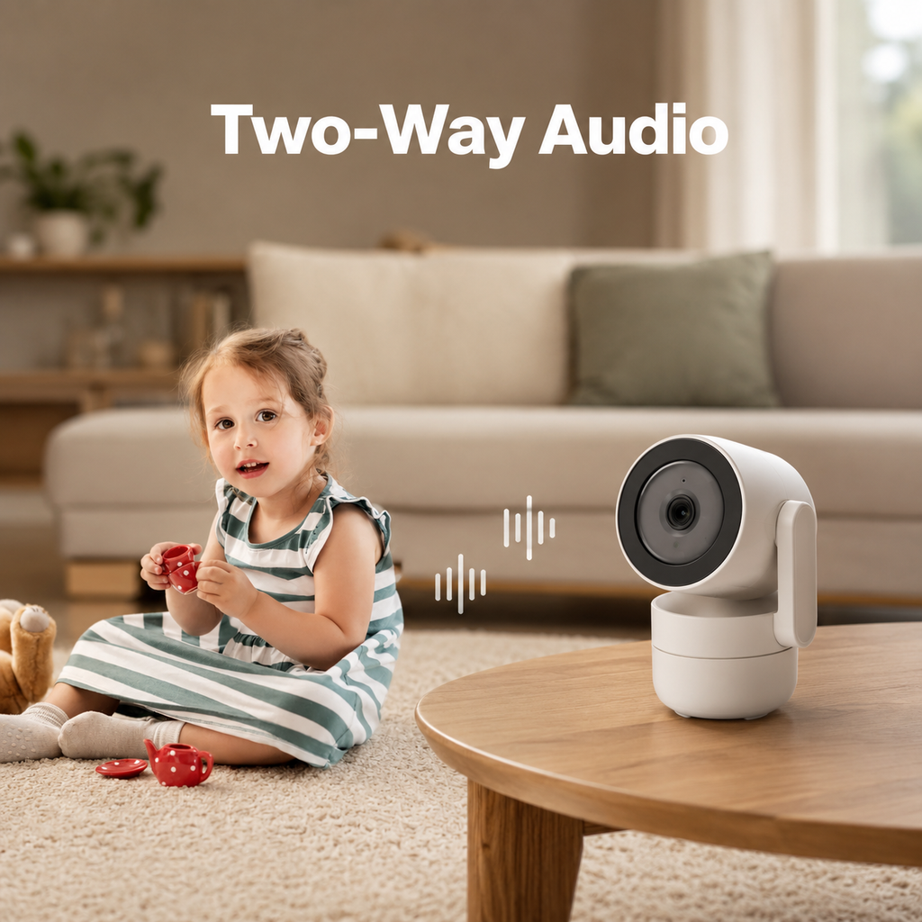 Two-way audio lifestyle image for NéoCam Pan Comfort camera