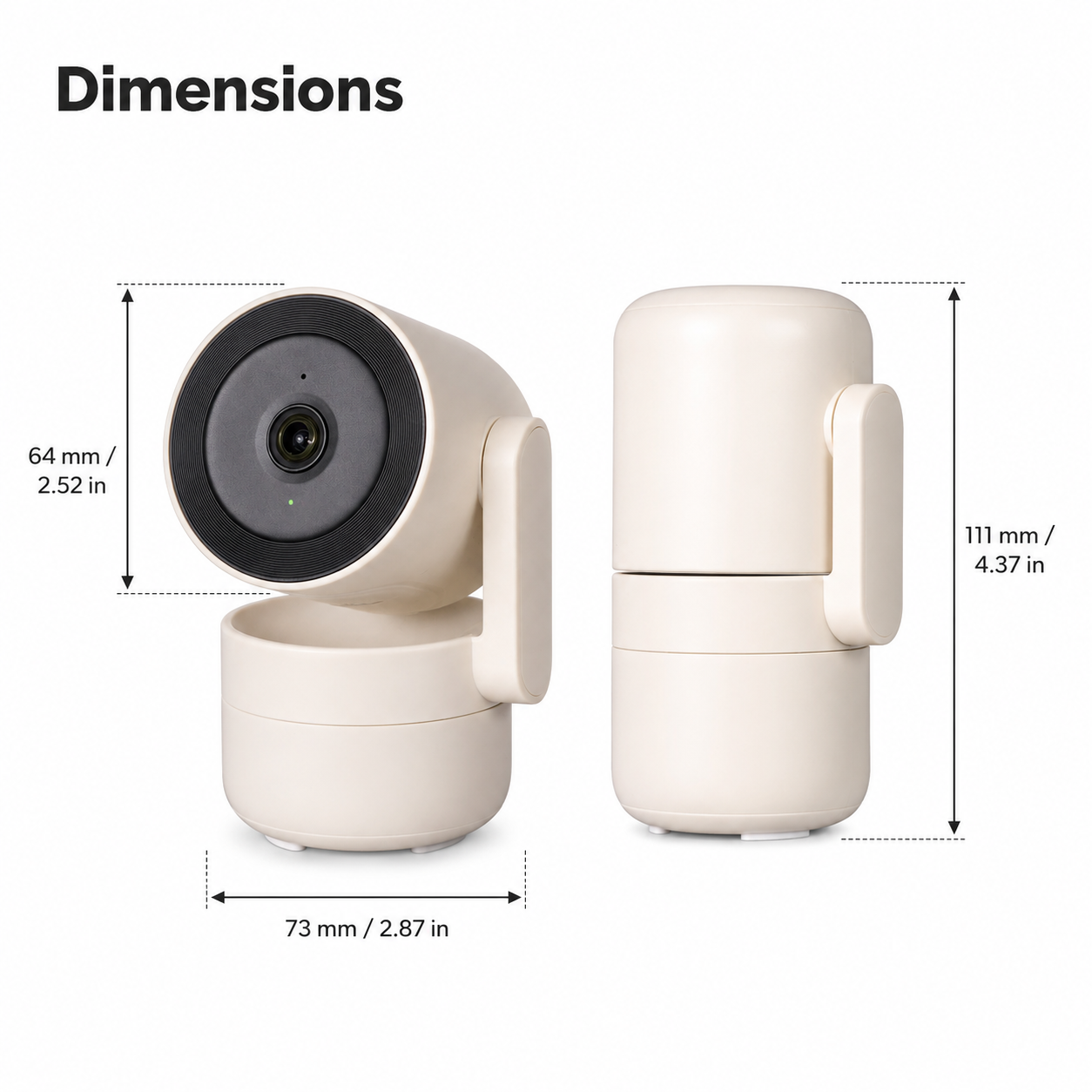 Dimensions diagram for motorized indoor camera