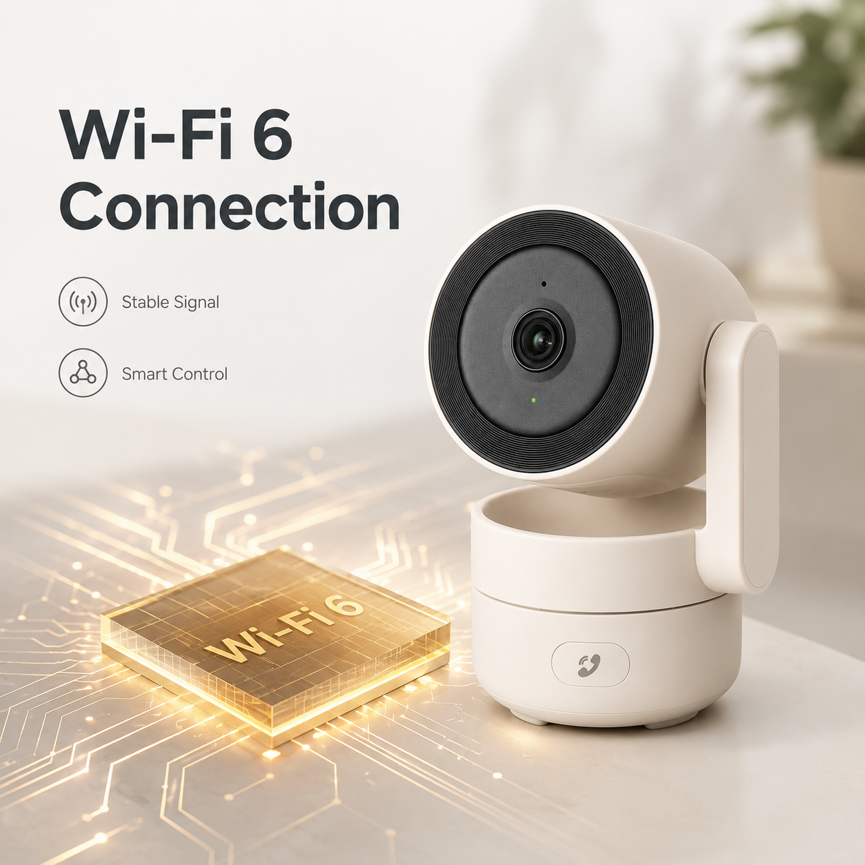 Wi-Fi 6 connection visual for indoor camera