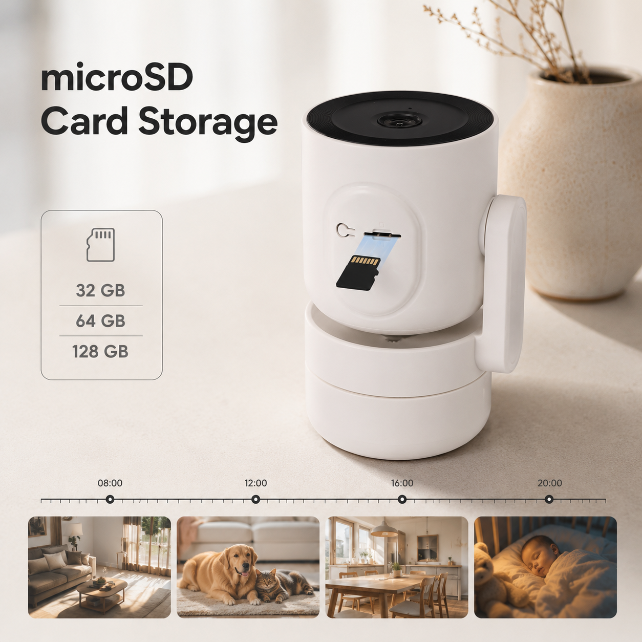 microSD card storage visual for indoor camera