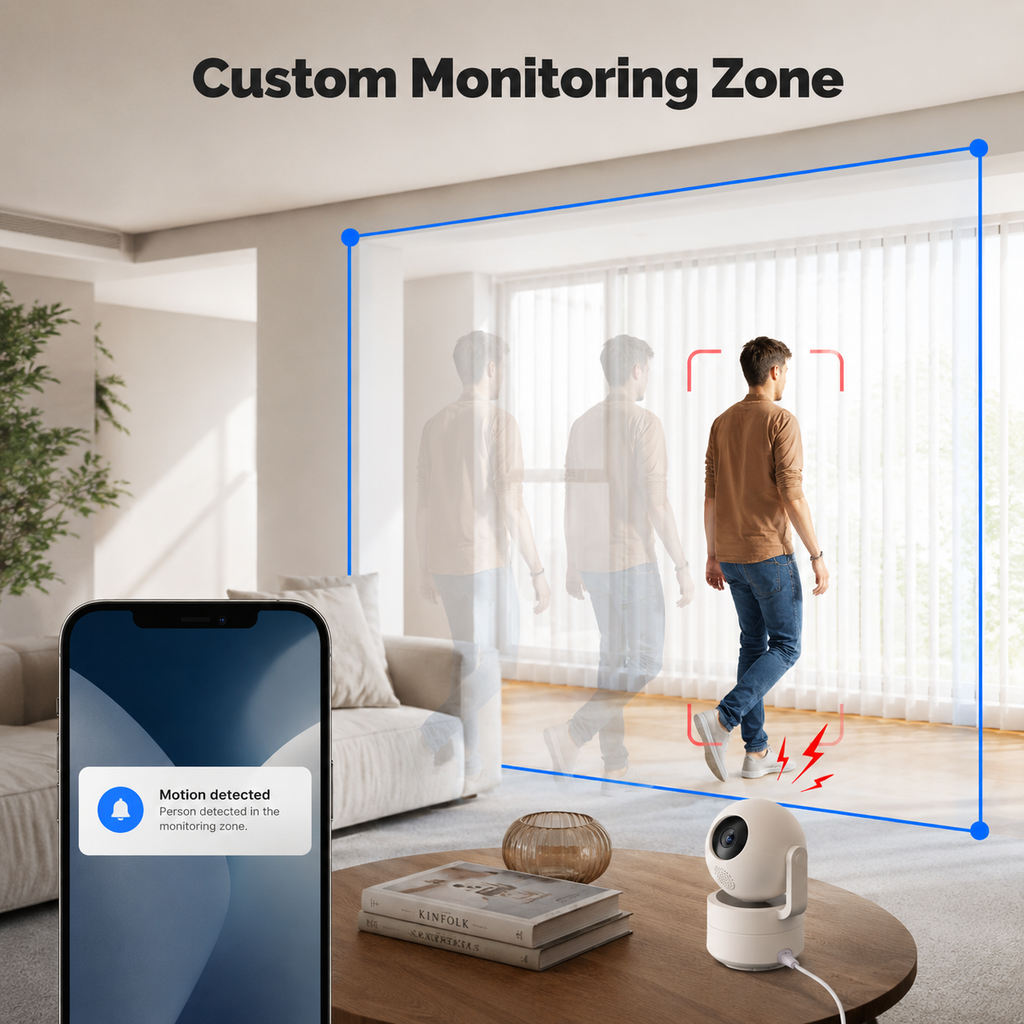 Custom monitoring zone visual for indoor camera