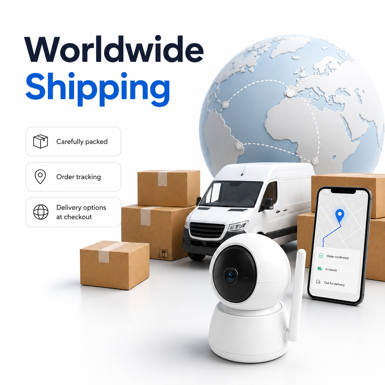 Generic worldwide shipping visual without carrier logos