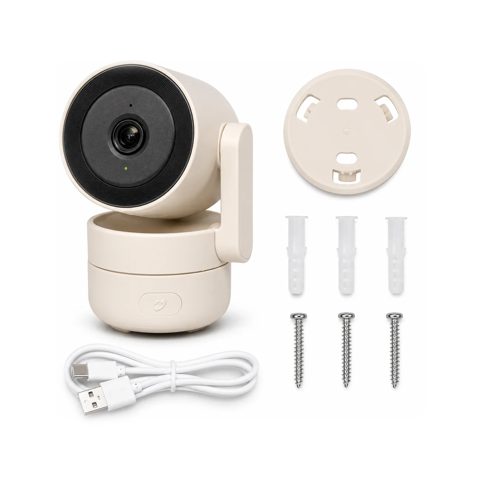 Cam?ra int?rieure Neocam kit standard avec accessoires sur fond blanc