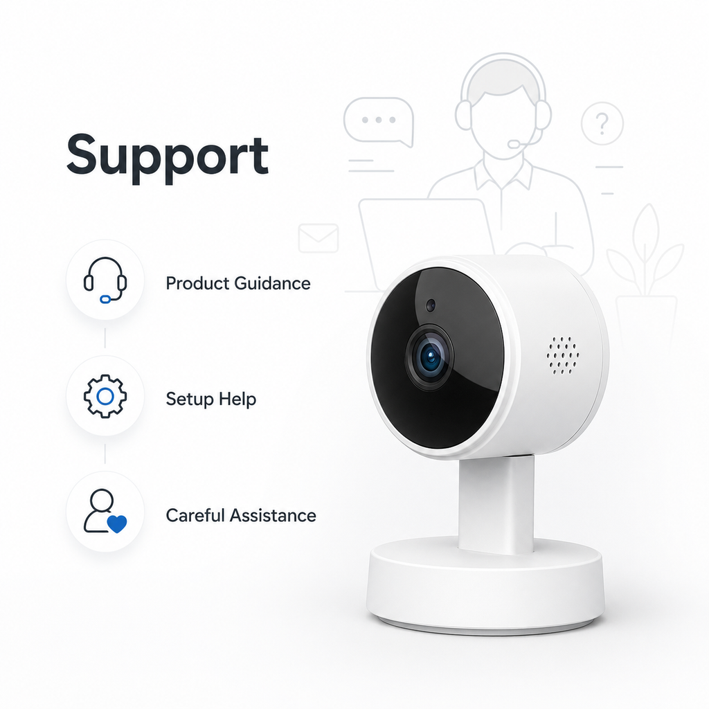 Neutral customer support visual for WiFi PTZ camera