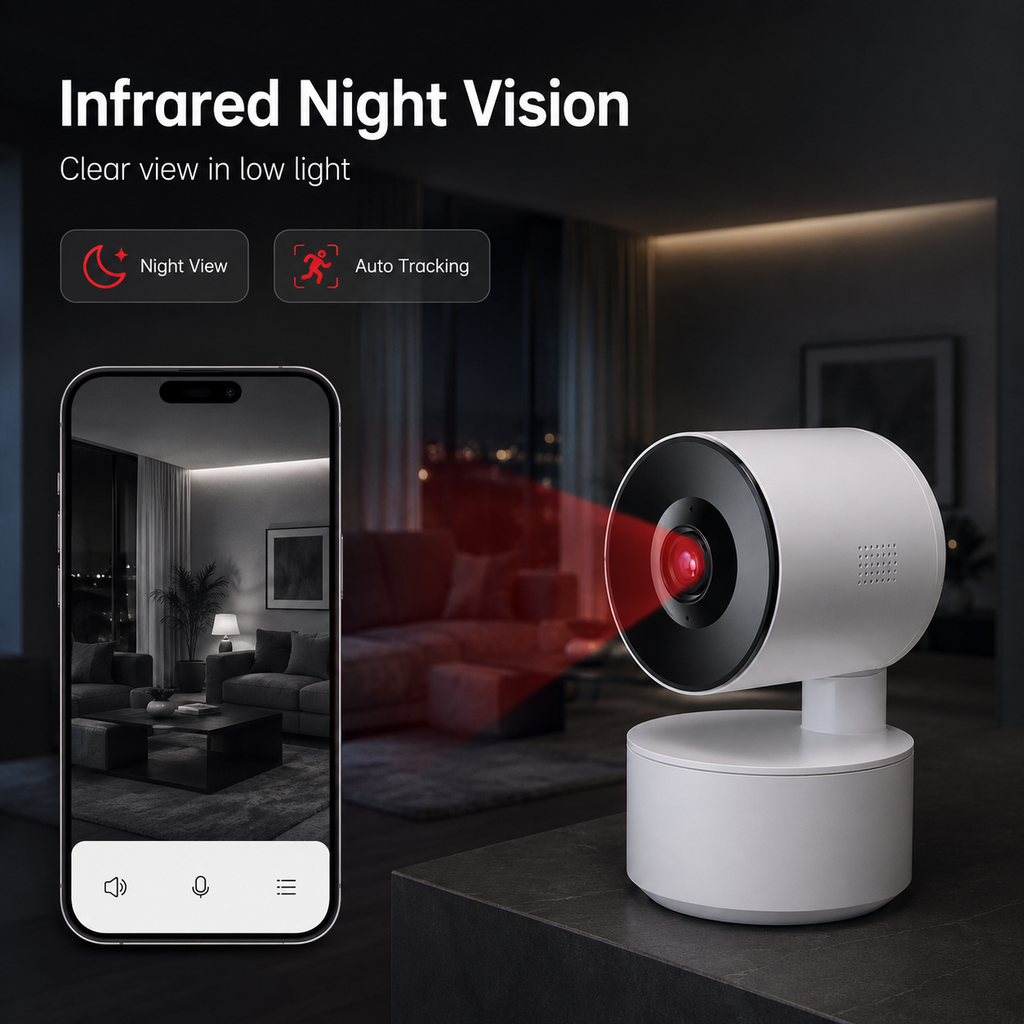 Infrared night vision feature visual for white indoor PTZ camera