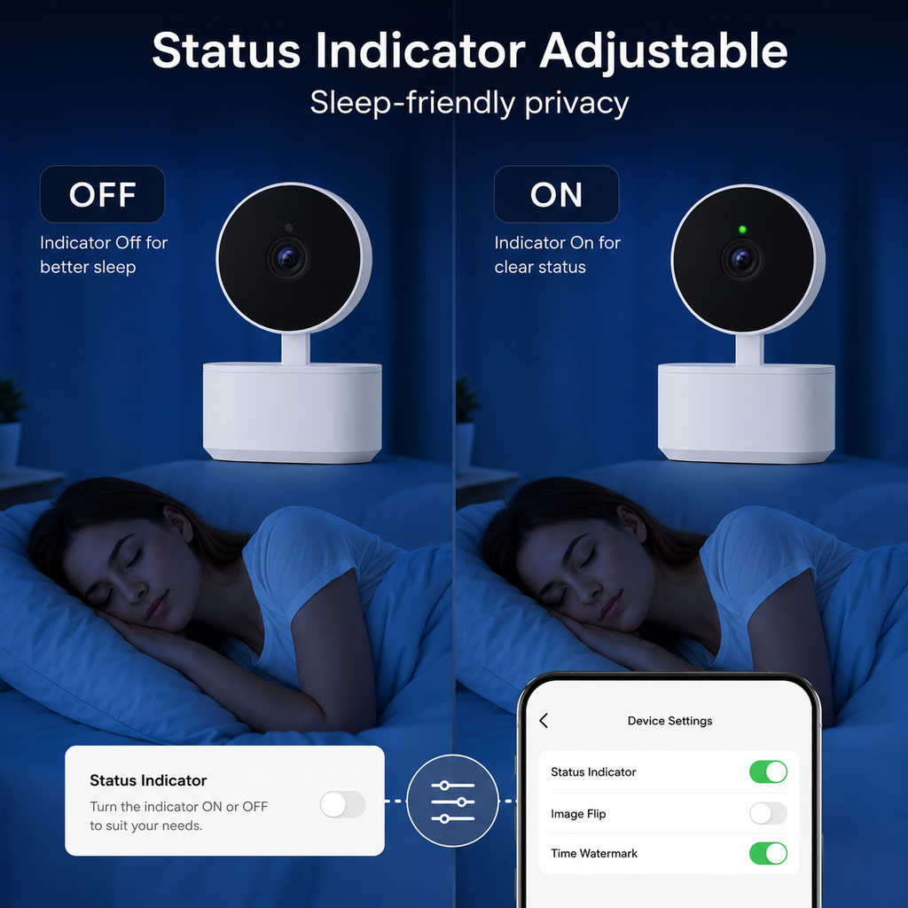 Status indicator on off feature for indoor PTZ camera