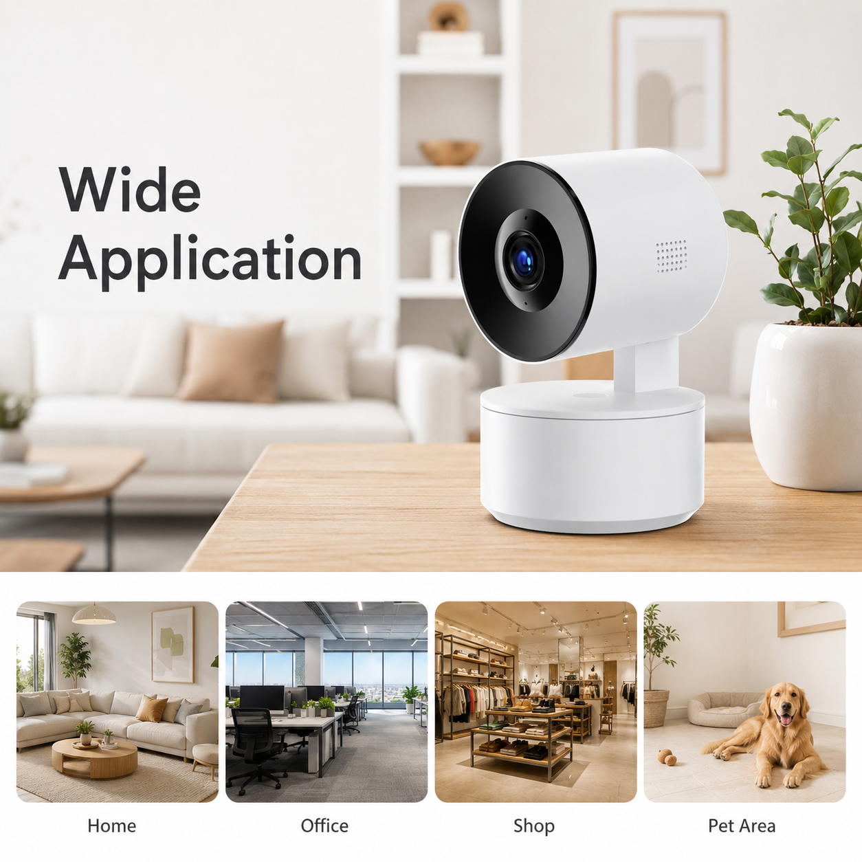 Wide application scene collage for indoor WiFi PTZ camera