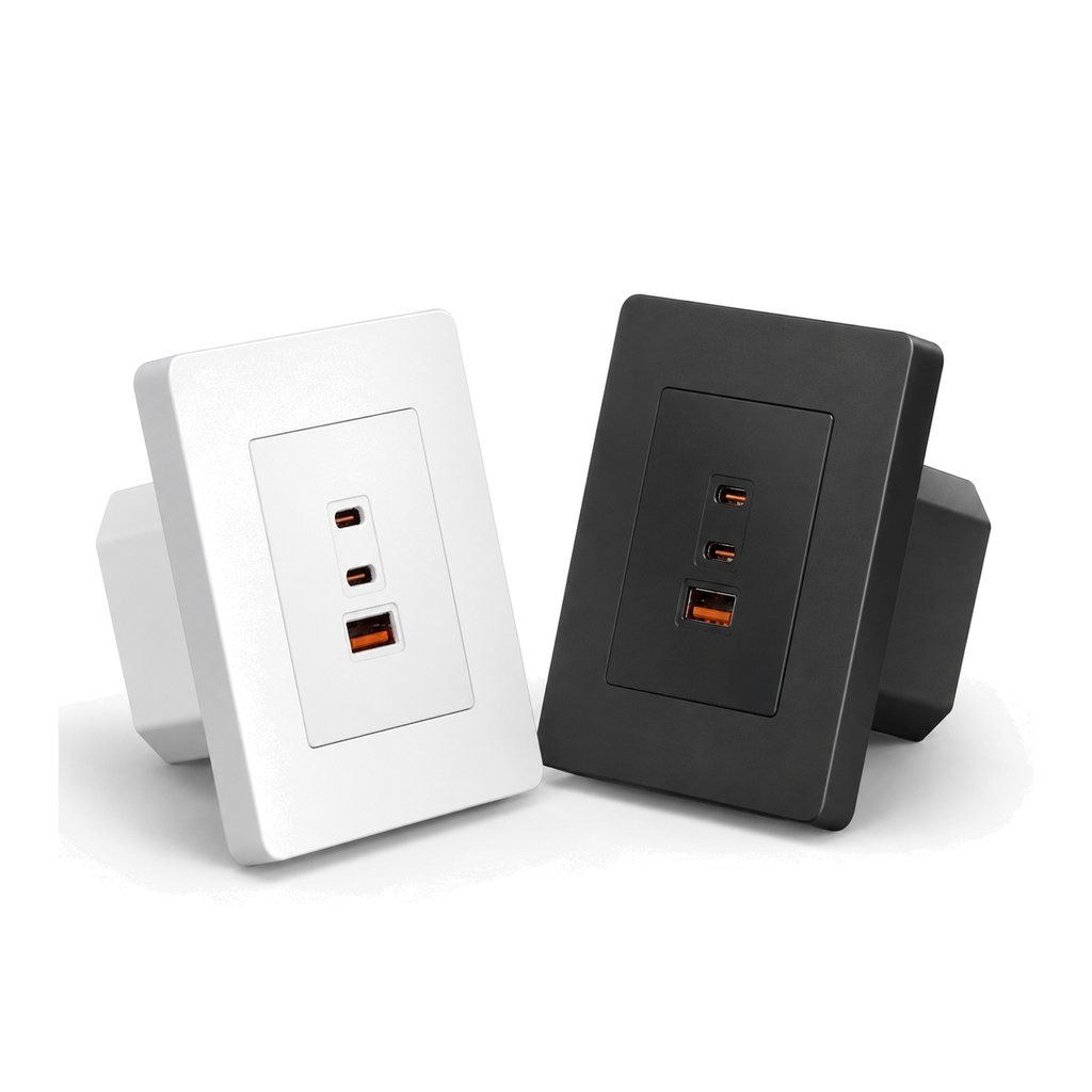 Chargeur mural GaN 65W USB-C NéoCharge Wall Comfort en finitions blanche et grise