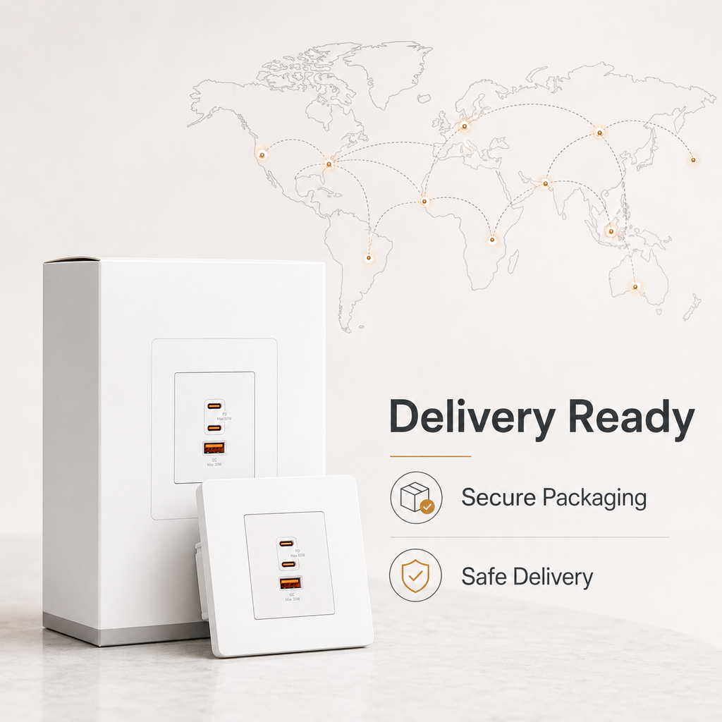 Delivery-ready packaging visual with neutral map graphic