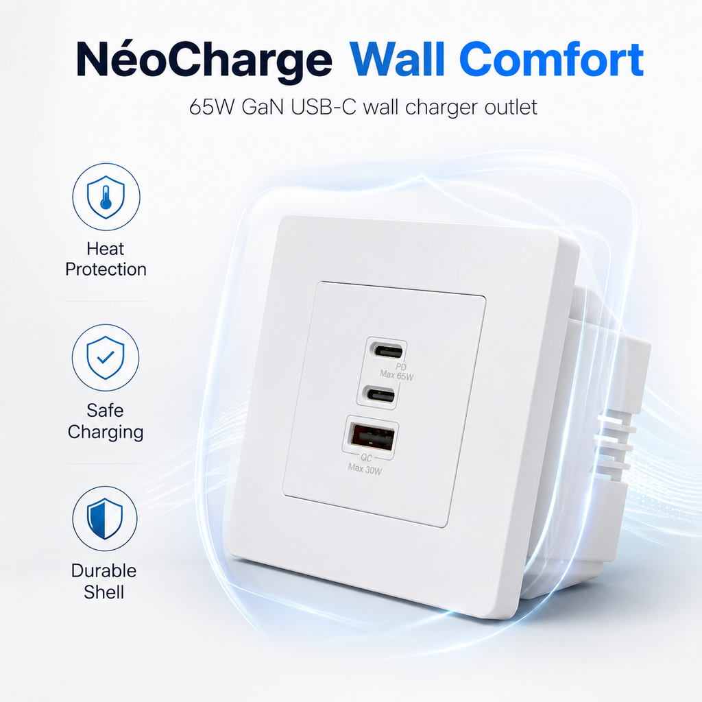 Safe charging and durable shell visual for USB wall outlet