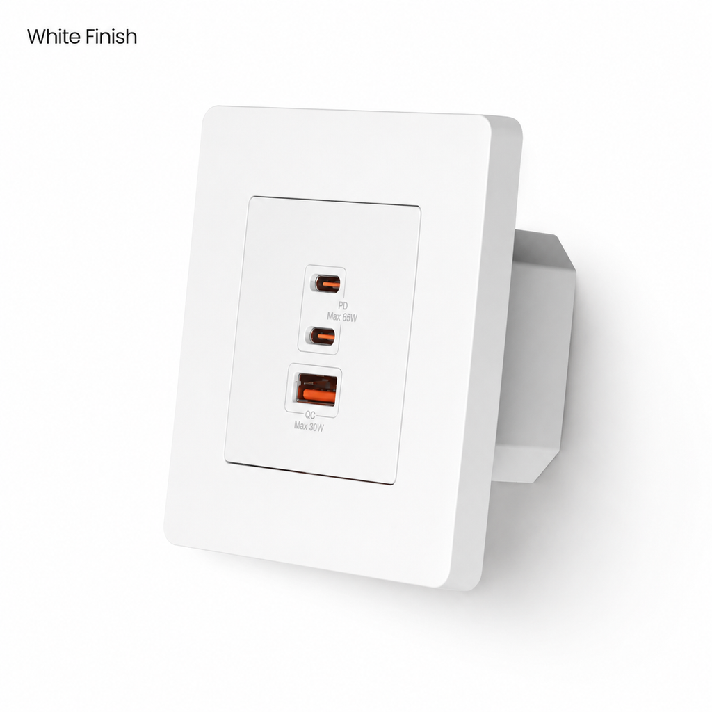 Studio variant image of white 65W wall charger outlet