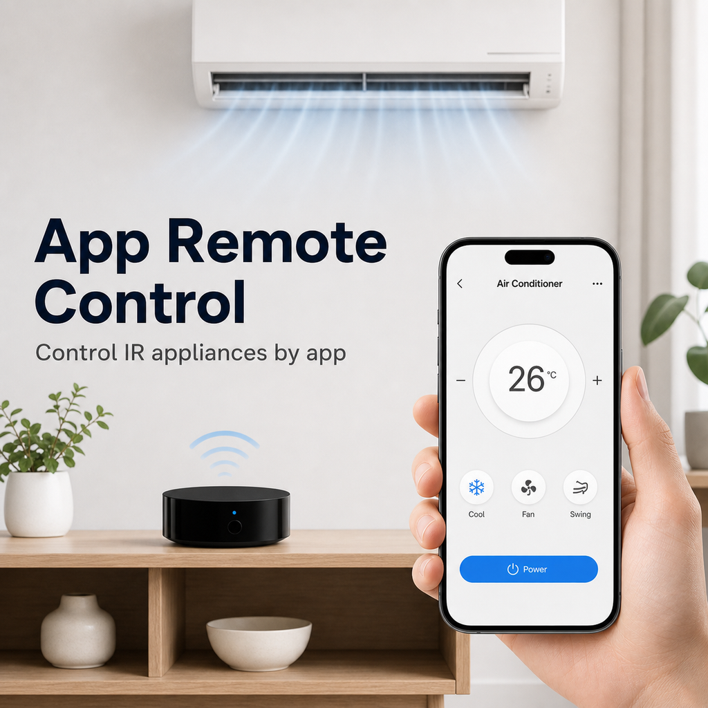 App control closeup for air conditioner using WiFi IR hub