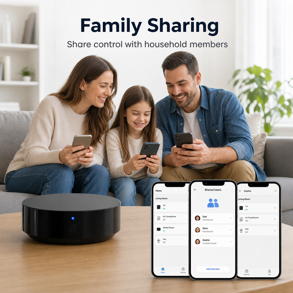 Family sharing visual for WiFi IR remote control hub