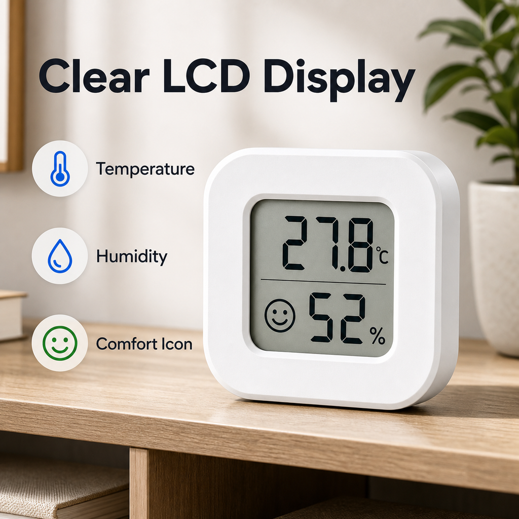 Clear LCD display detail for temperature and humidity sensor