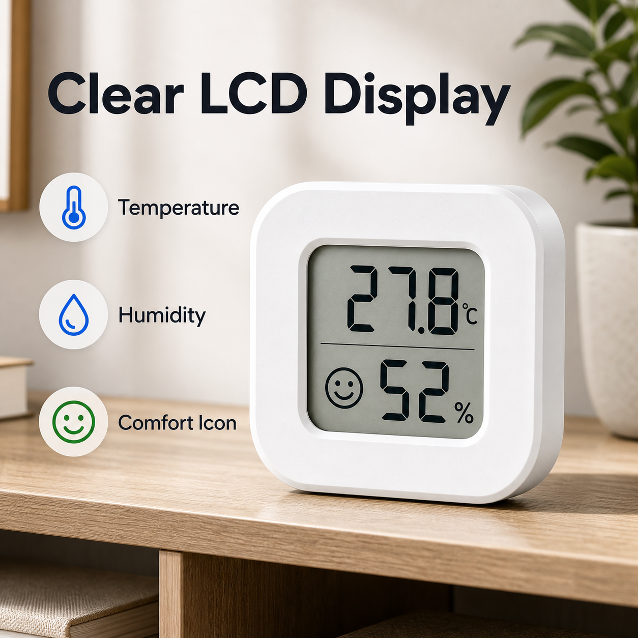 Clear LCD display detail for temperature and humidity sensor
