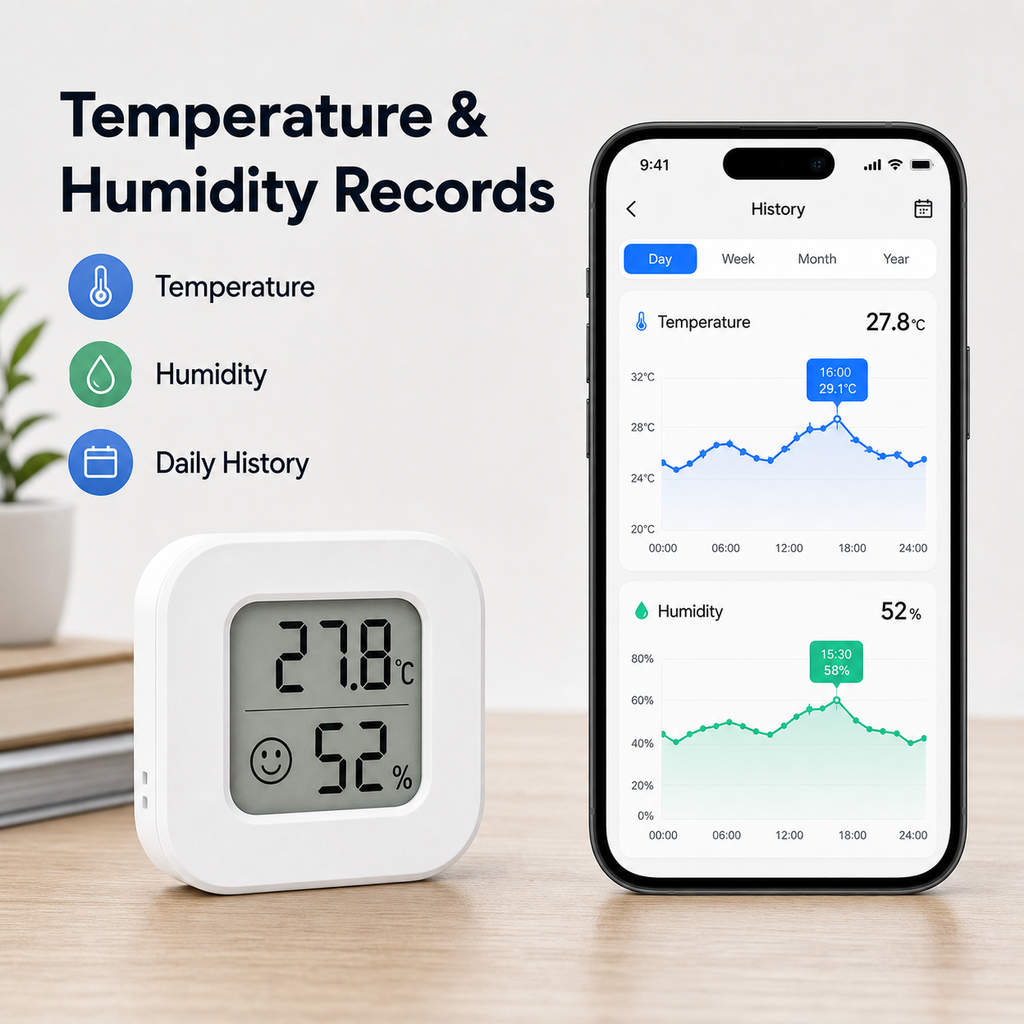 Temperature and humidity records dashboard with LCD sensor