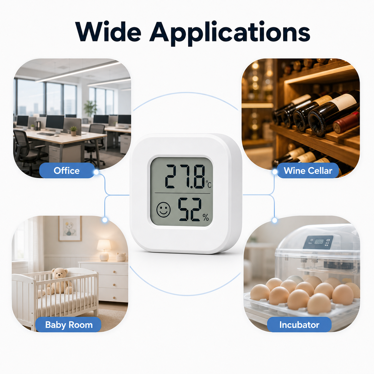 Wide application examples for LCD temperature and humidity sensor