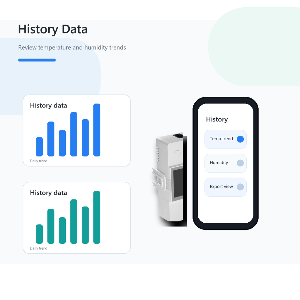 History data app overview for NéoClimate LCD Pro temperature and humidity module