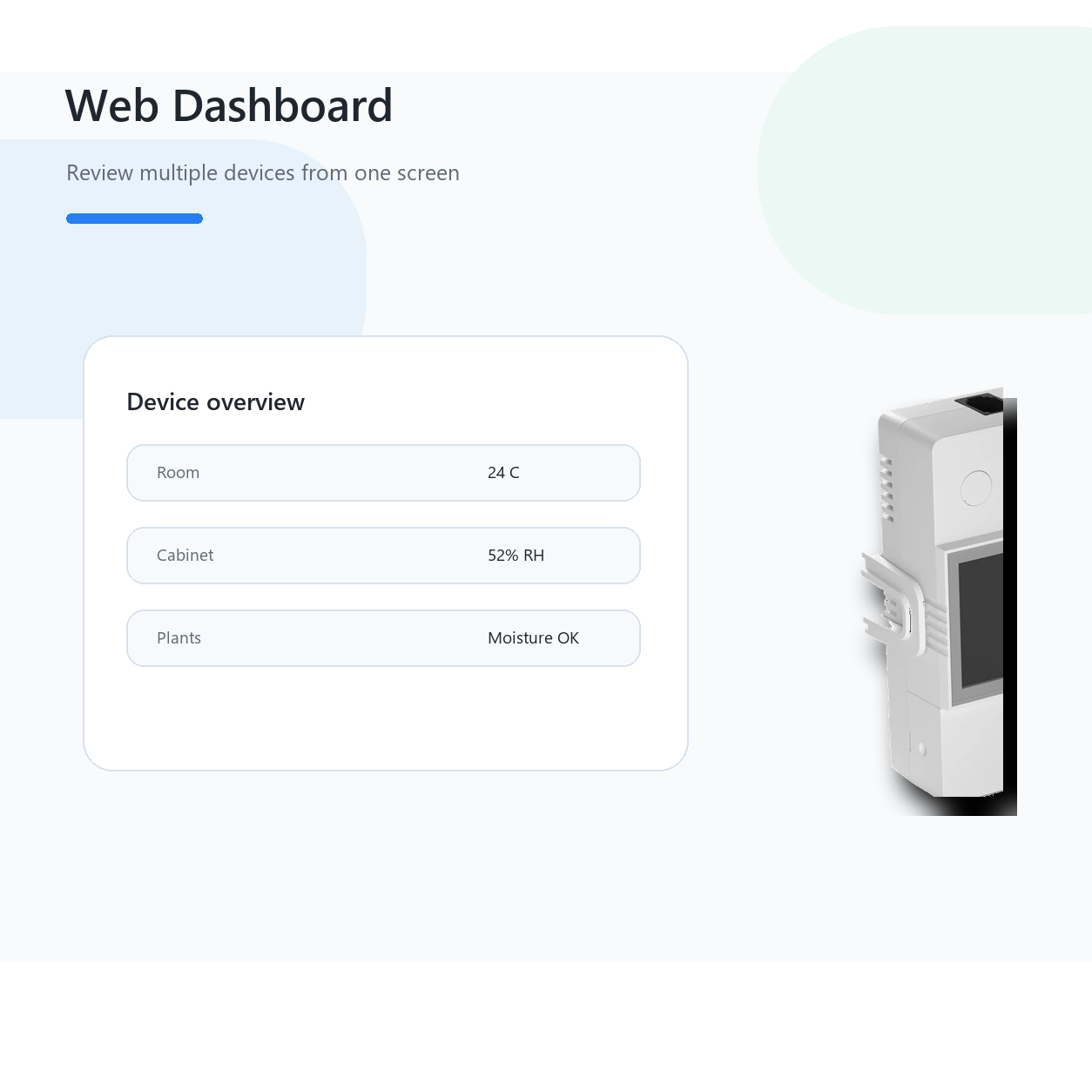 Web device dashboard overview for NéoClimate LCD Pro climate devices