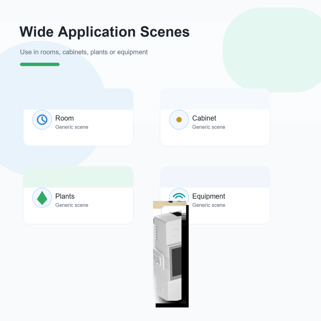 Wide application scenes for NéoClimate LCD Pro rooms cabinets plants and equipment