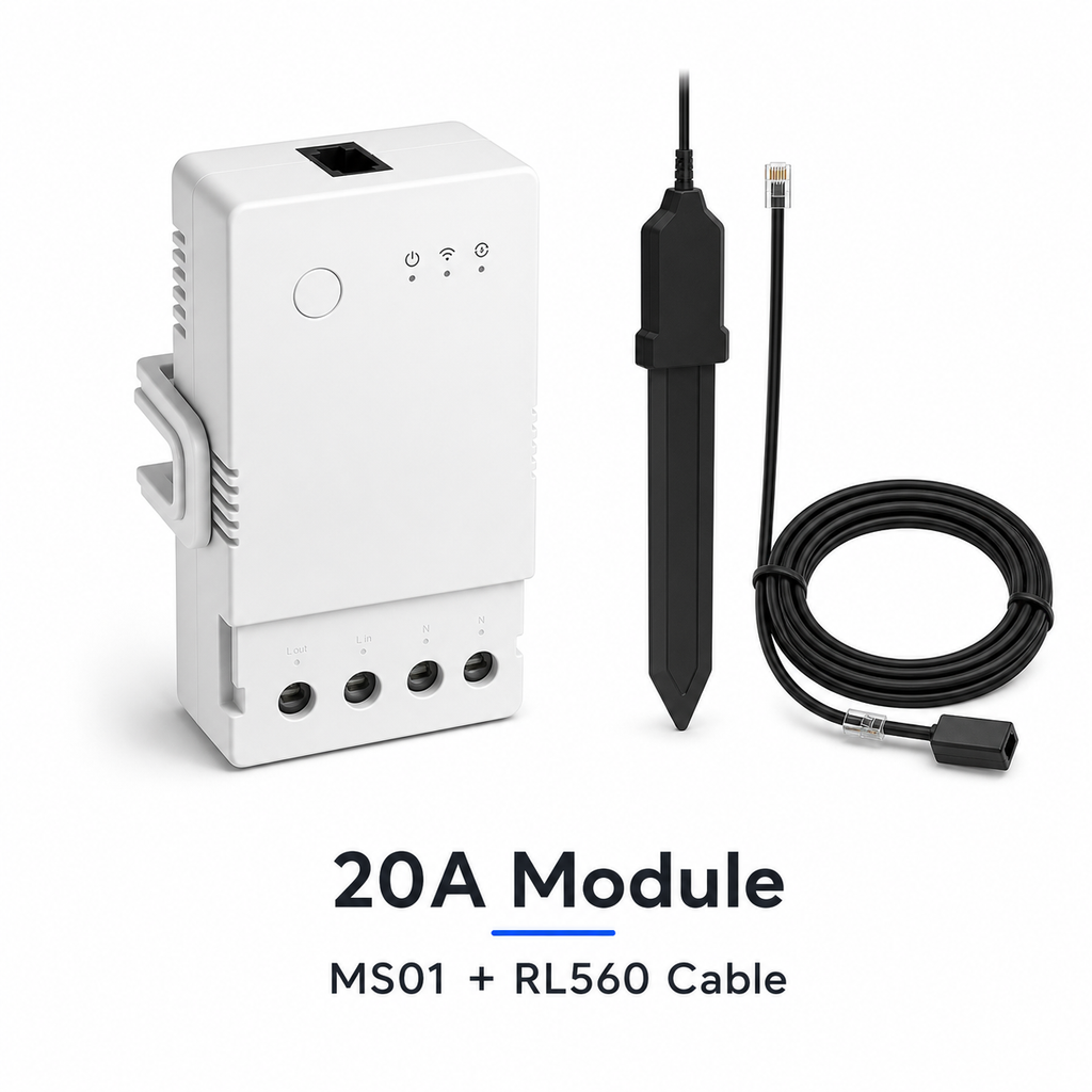 20A module with MS01 soil moisture sensor and RL560 extension cable variant
