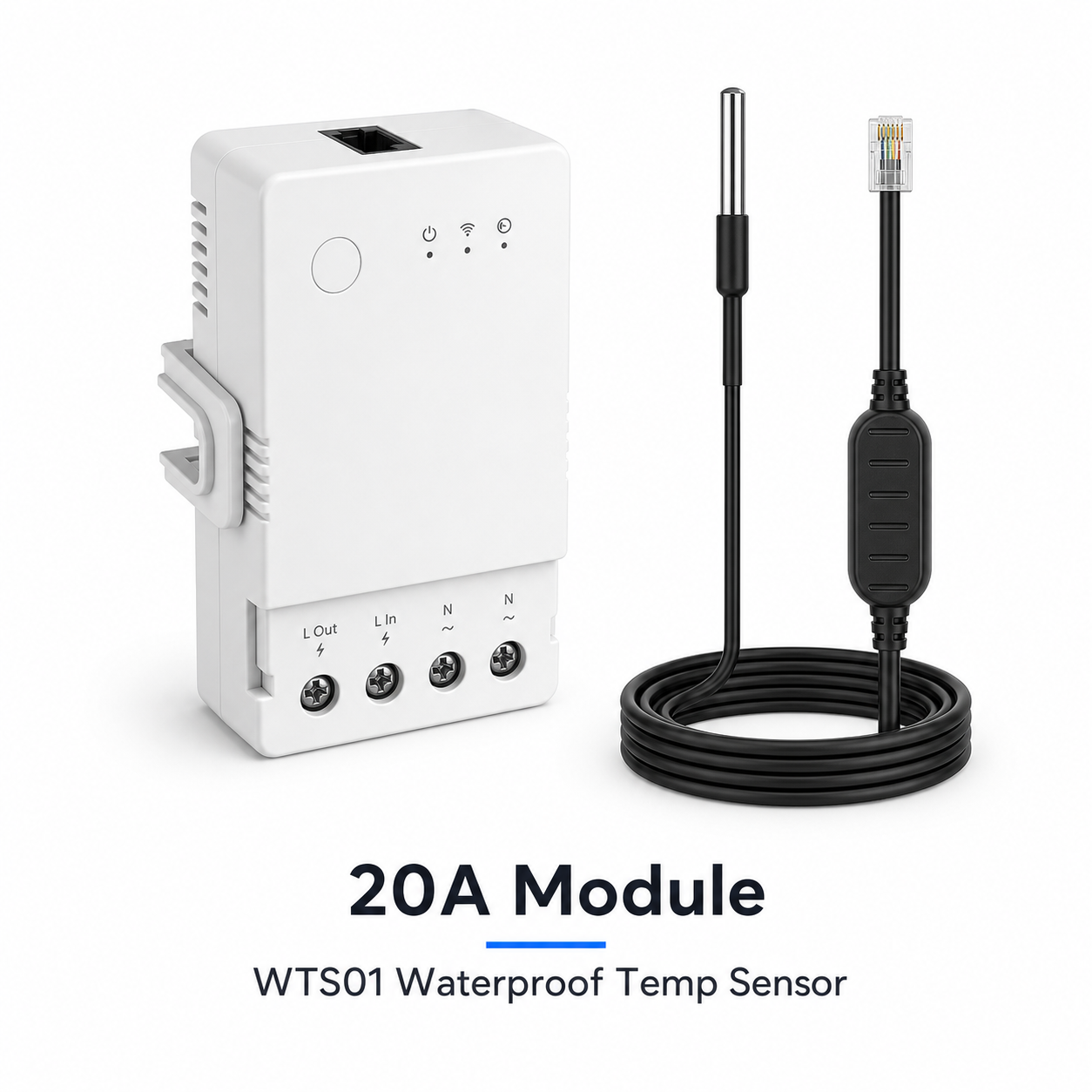 20A module with WTS01 waterproof temperature sensor variant
