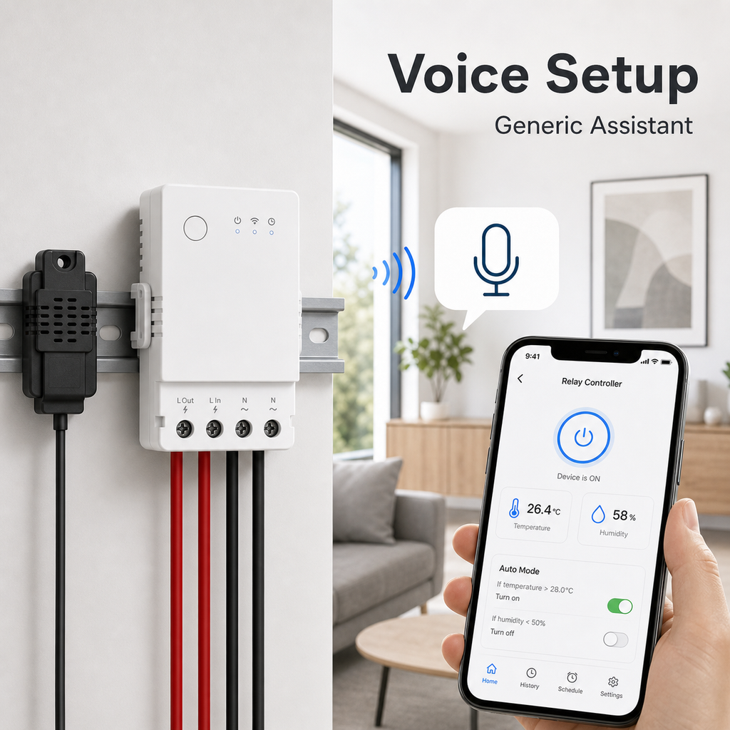 Generic voice setup scene for Wi-Fi temperature humidity relay