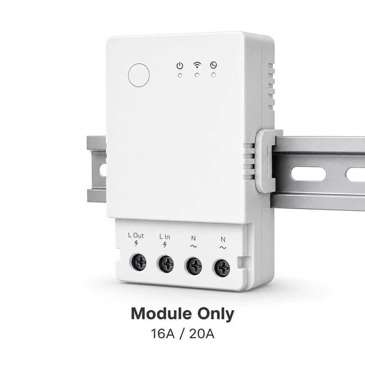 Studio packshot of module-only Wi-Fi temperature humidity relay