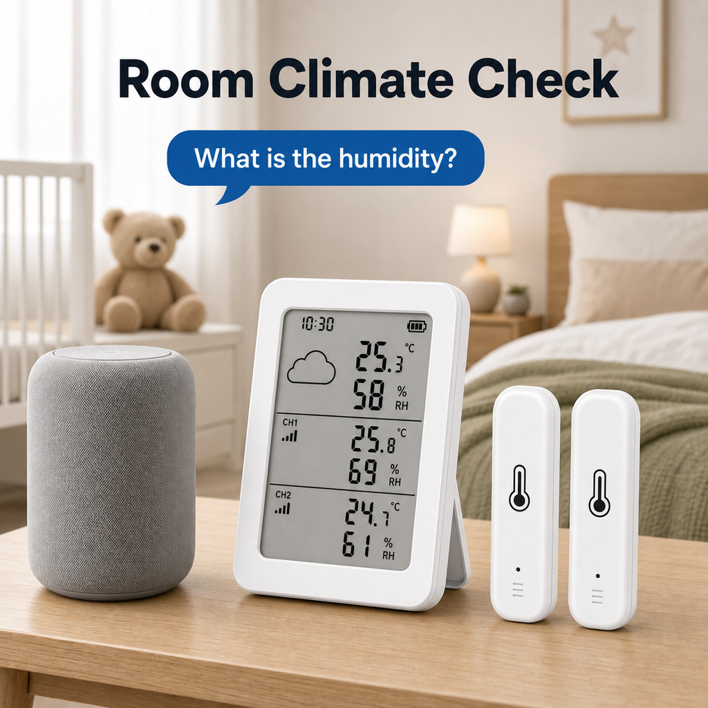Room climate check scene with generic voice assistant and sensor kit