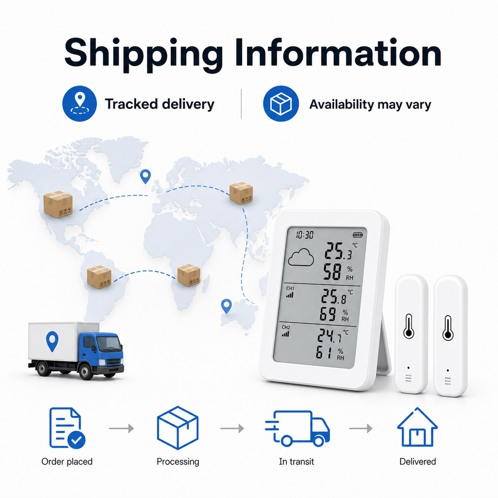 Shipping information card for temperature and humidity sensor kit
