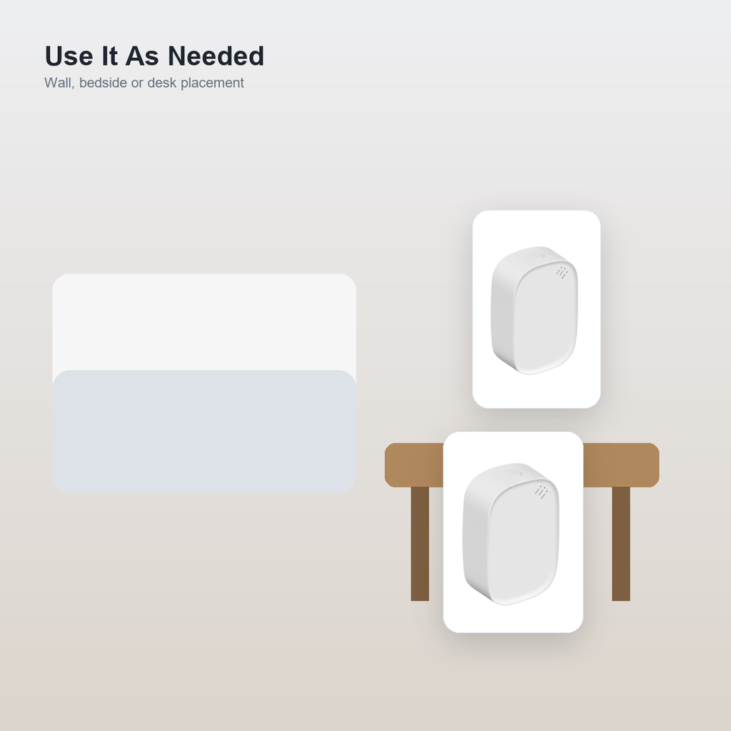 Bedroom and desk placement for compact climate sensor