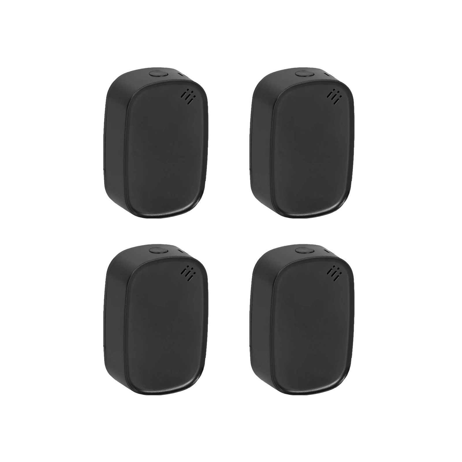 Lot de quatre capteurs temp?rature humidit? ZigBee Neoclimate coloris noir sur fond blanc