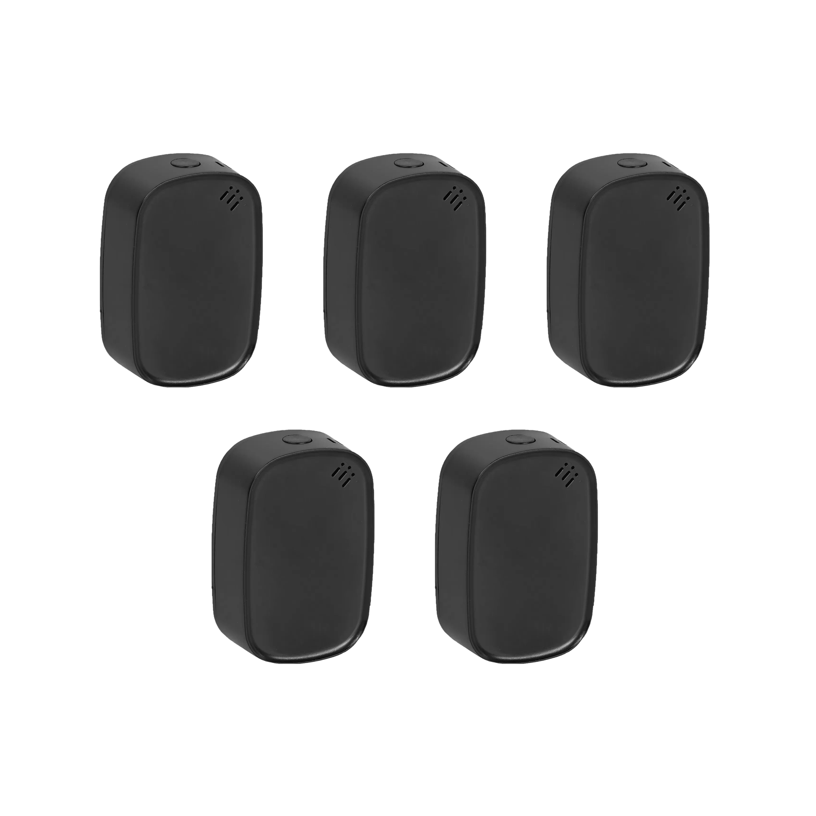 Lot de cinq capteurs temp?rature humidit? ZigBee Neoclimate coloris noir sur fond blanc