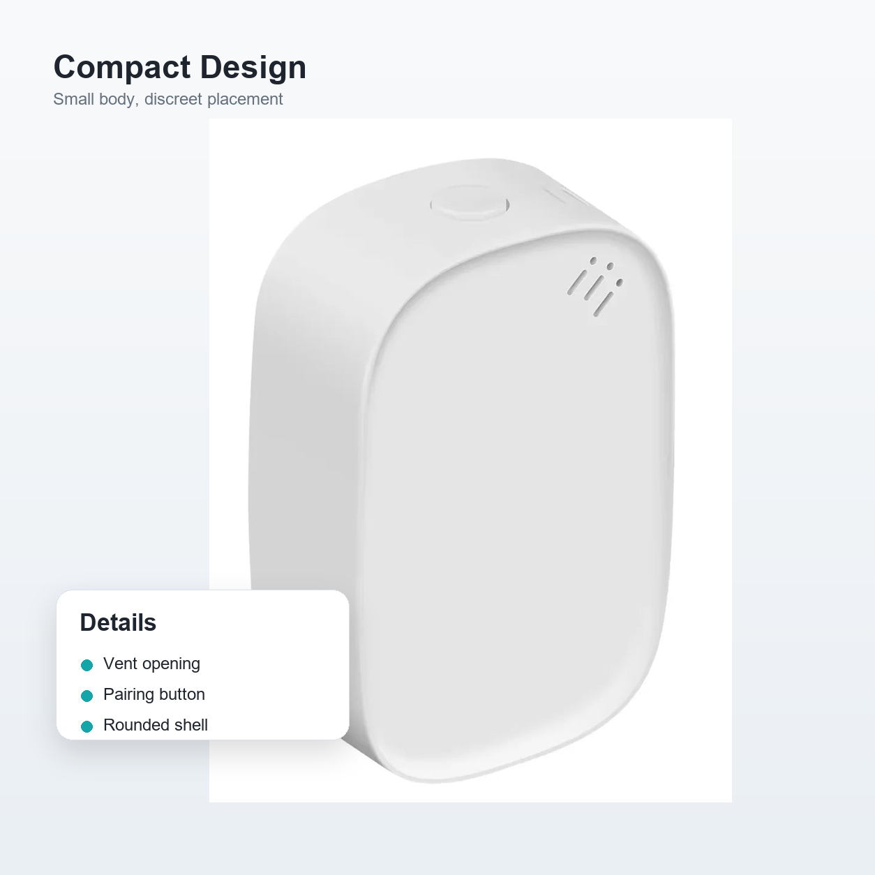 Compact design closeup of white climate sensor