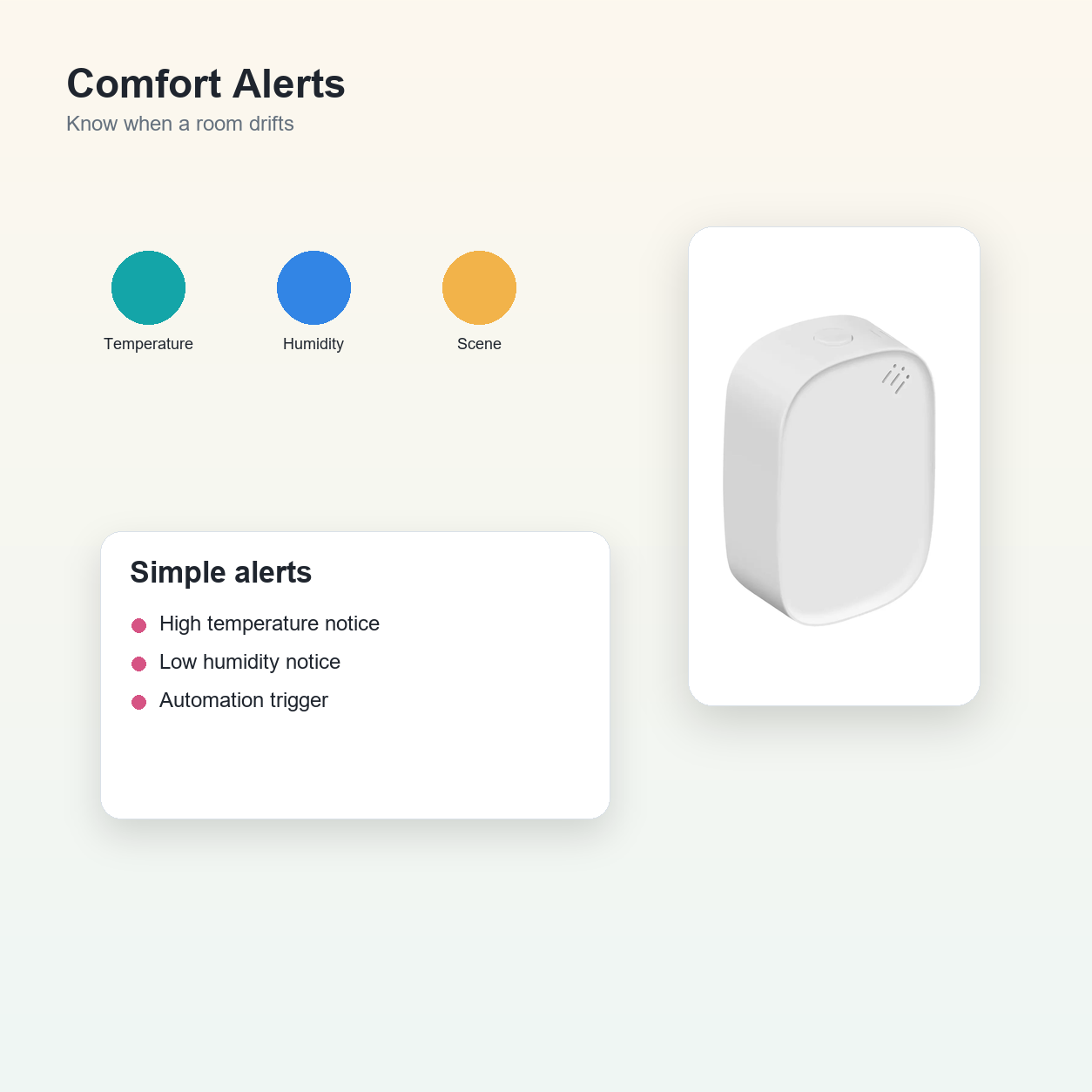 Comfort alert concept for room temperature and humidity sensor
